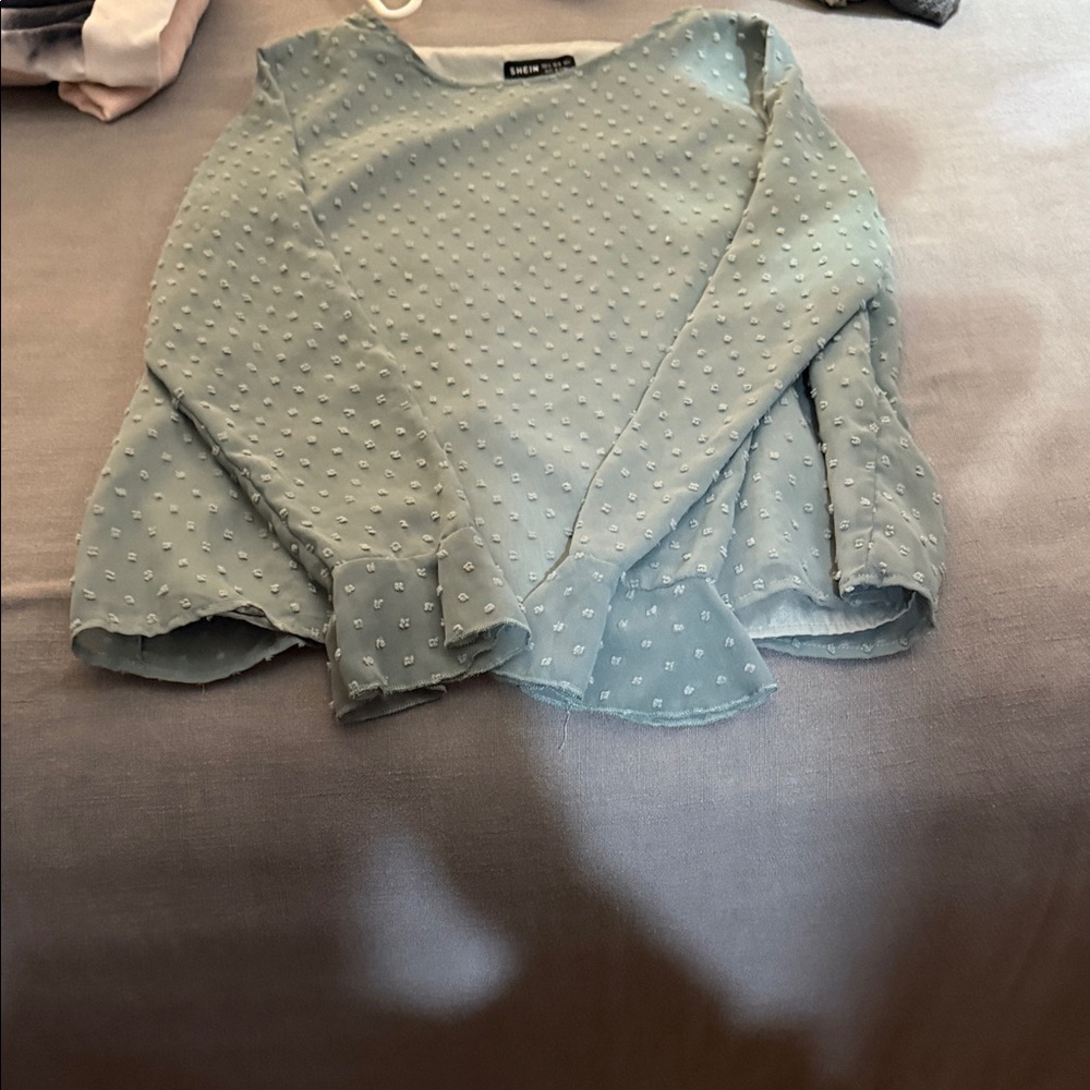 Lush Textured Women's Blouse in Soft Blue